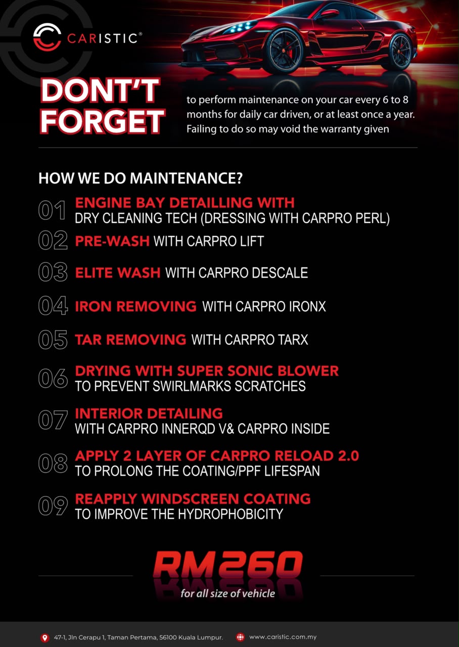 Caristic maintenance reminder poster